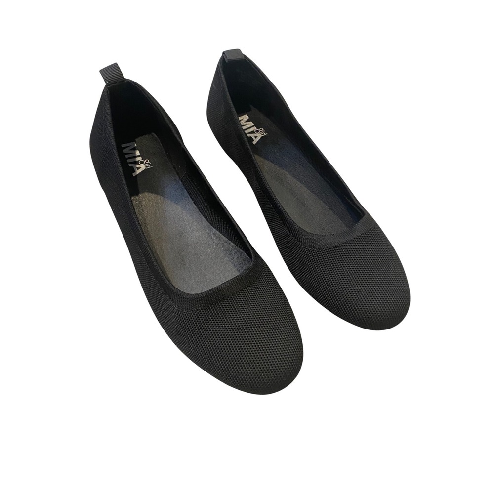 MIA Girl Caliste Black Knit Ballet Flats Round Toe Slip On Shoes Womens Size 10M